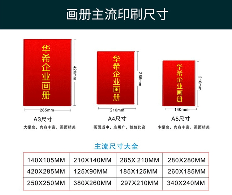 畫冊主流印刷尺寸