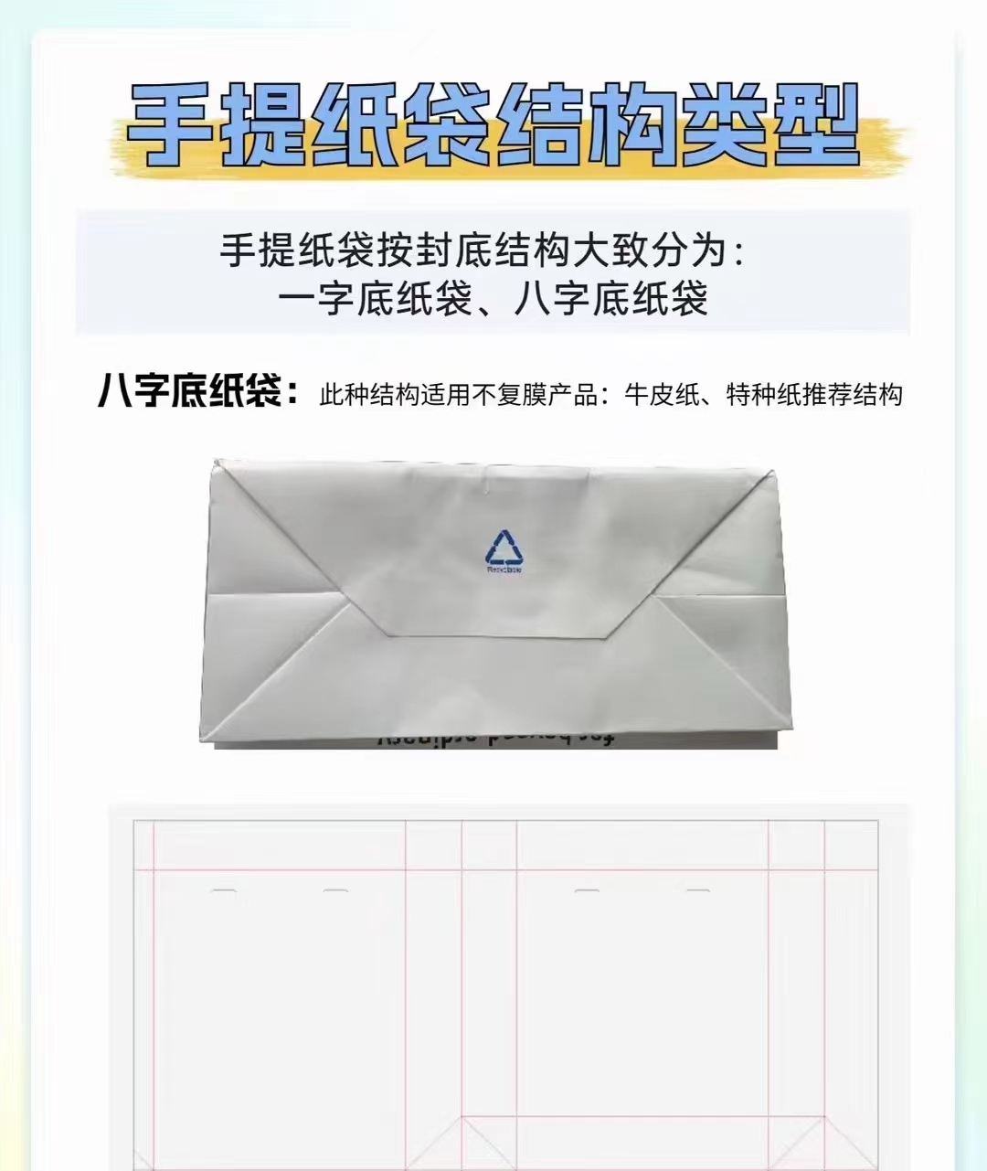 手提紙袋結(jié)構(gòu)類型：八字底紙袋
